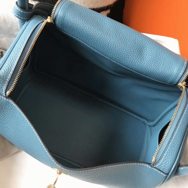 Faux Sac Lindy 30cm Hermès Bleu Jean – Image 4