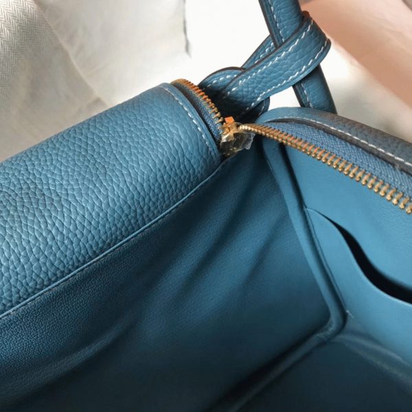 Faux Sac Lindy 30cm Hermès Bleu Jean – Image 3