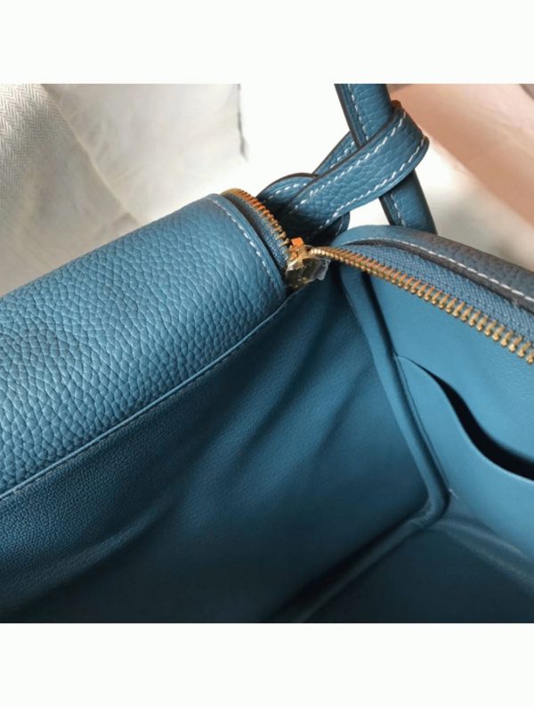 Faux Sac Lindy 30cm Hermès Bleu Jean – Image 2