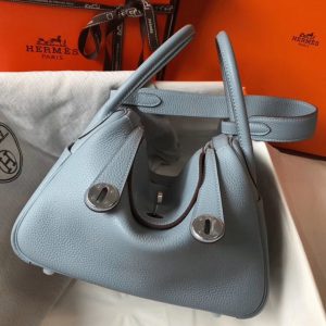 Réplique Sac Lindy 30cm Hermès Bleu Lin