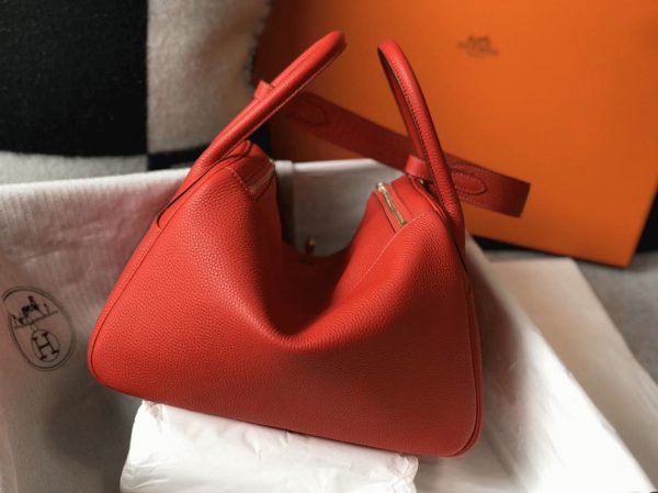 Réplique Designer Sac Lindy 30cm Hermès Rouge – Image 8