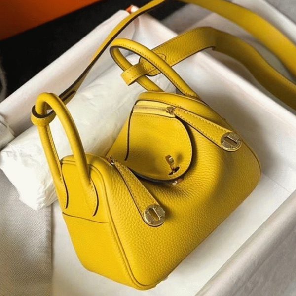 Faux Luxe Sac Lindy Mini Hermès Jaune Cuir Clémence