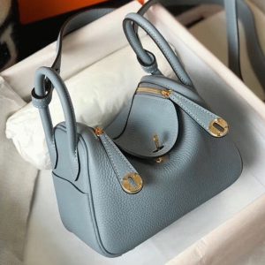 Réplique Sac Lindy Mini Hermès Bleu Lin