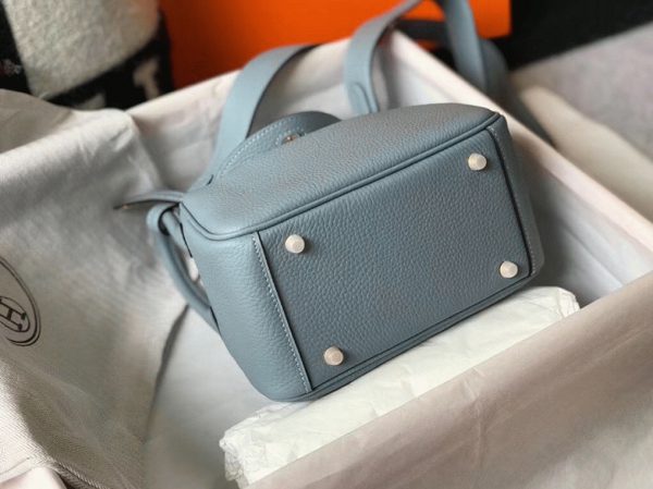 Réplique Sac Lindy Mini Hermès Bleu Lin – Image 7