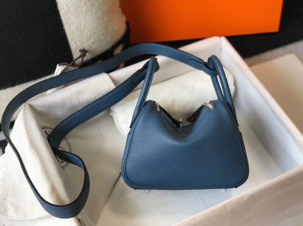 Réplique Sac Lindy Mini Hermès Agate Bleue – Image 8