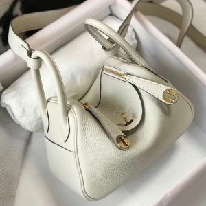 Réplique Sac Lindy Mini Hermès Blanc Cuir Clémence