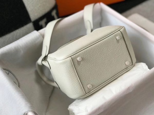 Réplique Sac Lindy Mini Hermès Blanc Cuir Clémence – Image 7