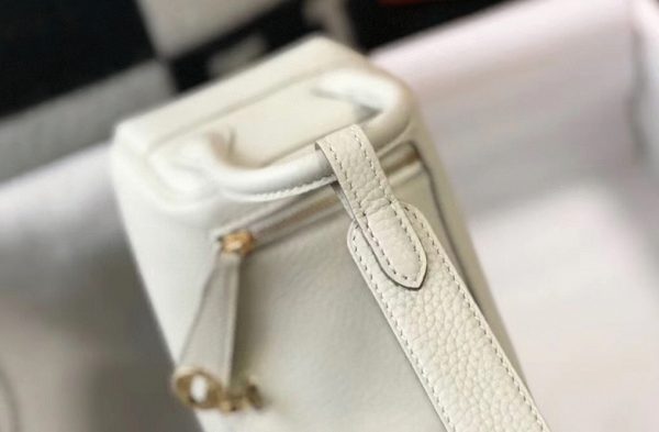 Réplique Sac Lindy Mini Hermès Blanc Cuir Clémence – Image 6