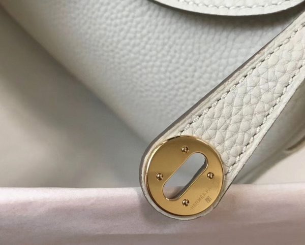 Réplique Sac Lindy Mini Hermès Blanc Cuir Clémence – Image 5