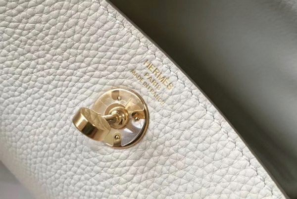 Réplique Sac Lindy Mini Hermès Blanc Cuir Clémence – Image 3