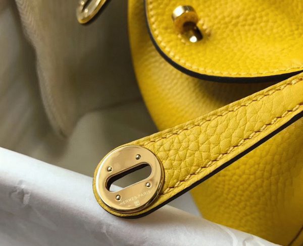 Faux Luxe Sac Lindy Mini Hermès Jaune Cuir Clémence – Image 4