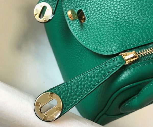 Réplique Designer Sac Lindy Mini Hermès Vert Clémence – Image 5