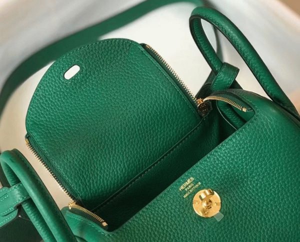 Réplique Designer Sac Lindy Mini Hermès Vert Clémence – Image 6