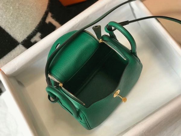 Réplique Designer Sac Lindy Mini Hermès Vert Clémence – Image 8