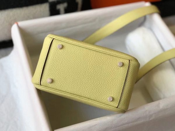 Réplique Sac Lindy Mini Hermès Jaune Poussin Clémence – Image 7