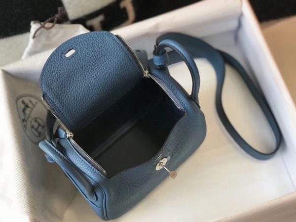 Réplique Sac Lindy Mini Hermès Agate Bleue – Image 2