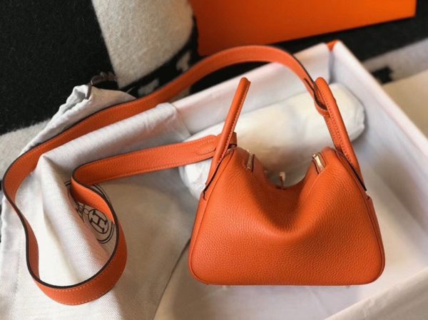 Réplique Sac Lindy Mini Hermès Orange – Image 7