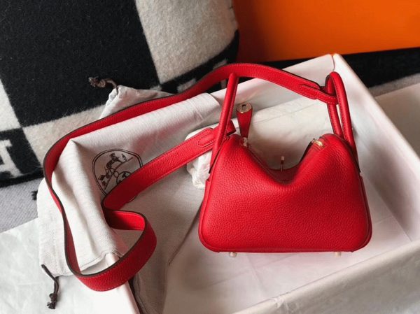 Faux Sac Designer Lindy Mini Hermès Rouge – Image 8