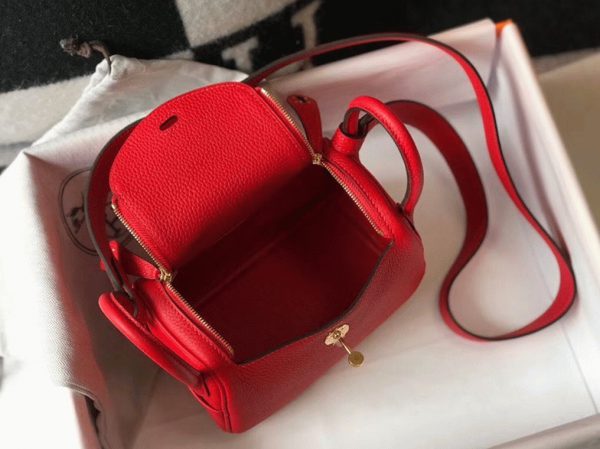 Faux Sac Designer Lindy Mini Hermès Rouge – Image 7