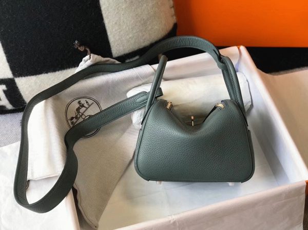Meilleure Réplique Sac Lindy Mini Hermès Vert Amande – Image 8