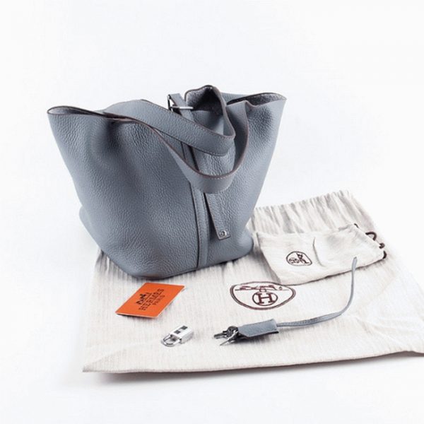 Contrefaçon Hermès Picotin Lock Sac à Main Bleu Lin – Image 5