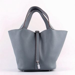 Contrefaçon Hermès Picotin Lock Sac à Main Bleu Lin