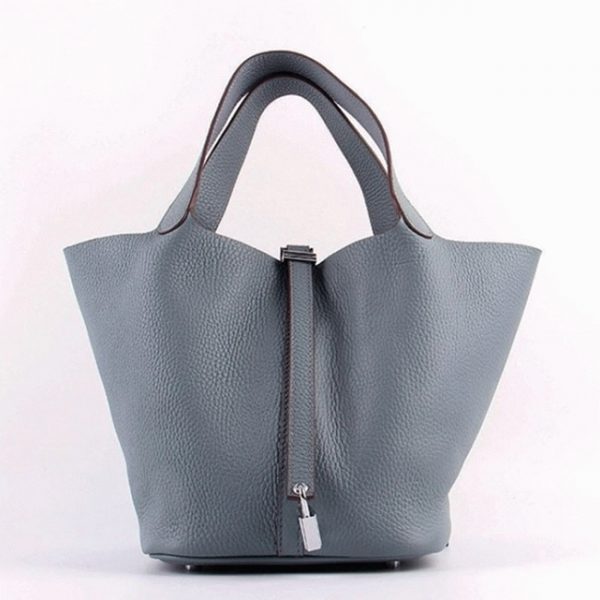Contrefaçon Hermès Picotin Lock Sac à Main Bleu Lin