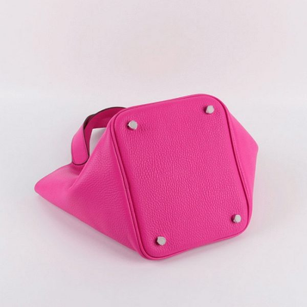 Fausse Hermès Picotin Lock Sac à Main Rouge Rose – Image 7