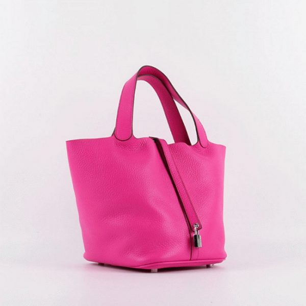 Fausse Hermès Picotin Lock Sac à Main Rouge Rose – Image 6