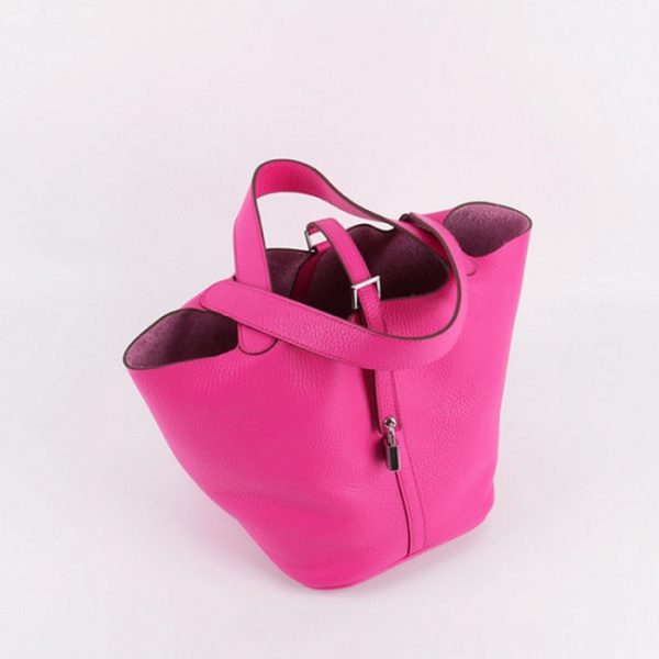 Fausse Hermès Picotin Lock Sac à Main Rouge Rose – Image 4