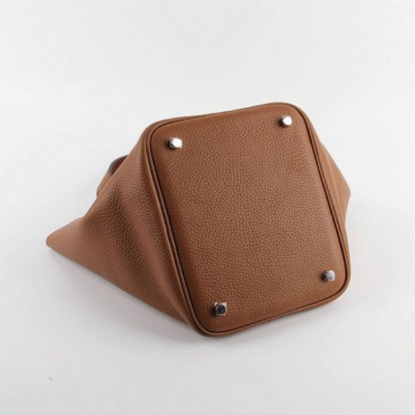 Faux Sac de Luxe Hermès Picotin Lock Sac à Main Marron – Image 7