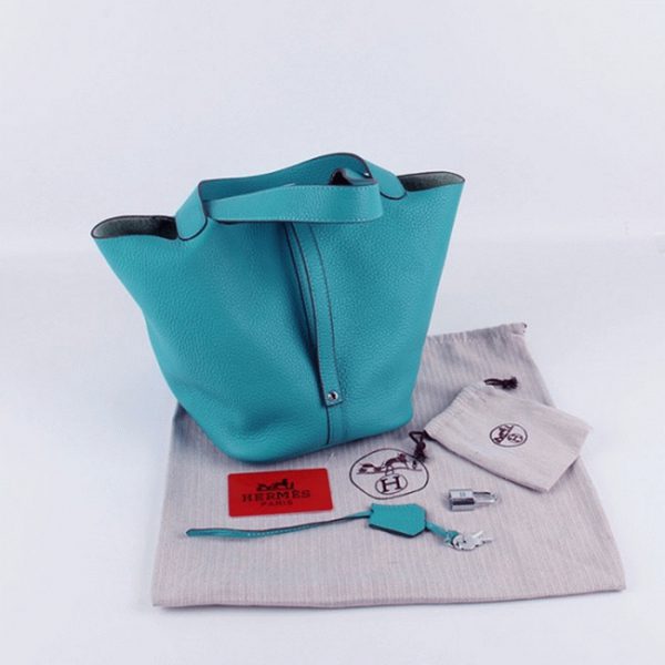Réplique Hermès Picotin Lock Sac à Main Turquoise – Image 2