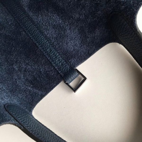 Fausse Sac à Main Hermès Picotin Lock 18cm avec Poignées Tressées Bleu Marine – Image 7