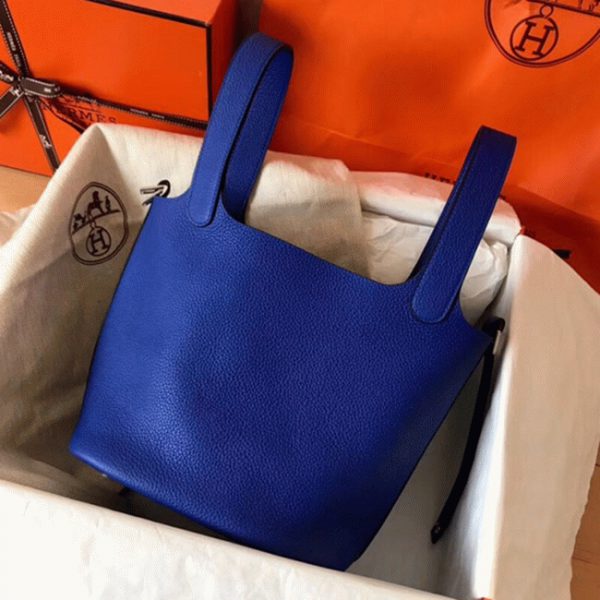 Contrefaçon Sac à Main Hermès Picotin Lock 22cm Bleu électrique – Image 8