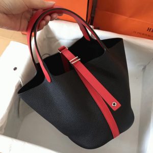 Haute Réplique Sac à Main Hermès Picotin Lock 22cm Noir Bicolore