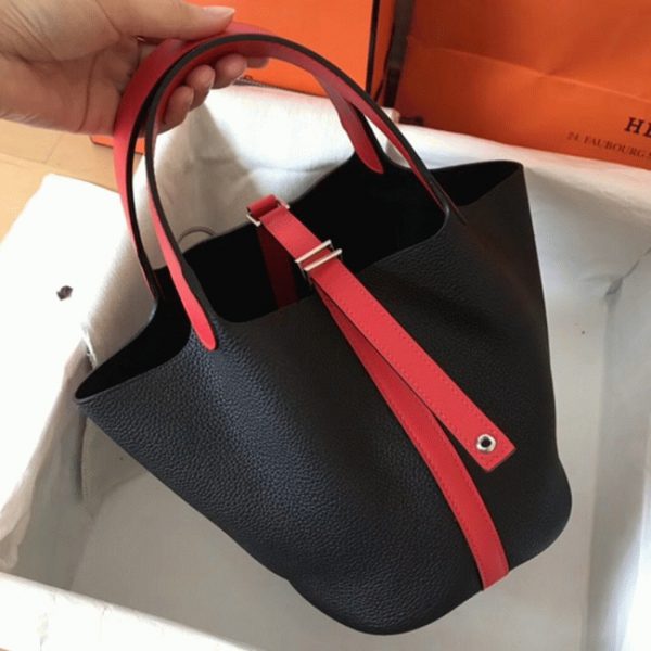 Haute Réplique Sac à Main Hermès Picotin Lock 22cm Noir Bicolore