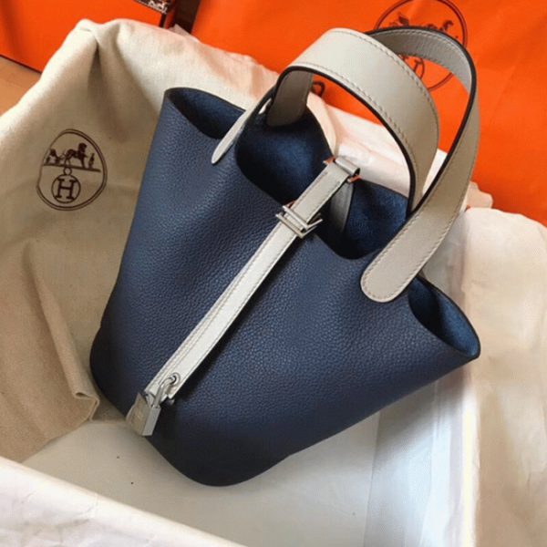 Réplique Sac à Main Hermès Picotin Lock 18cm Saphir Bicolore – Image 6