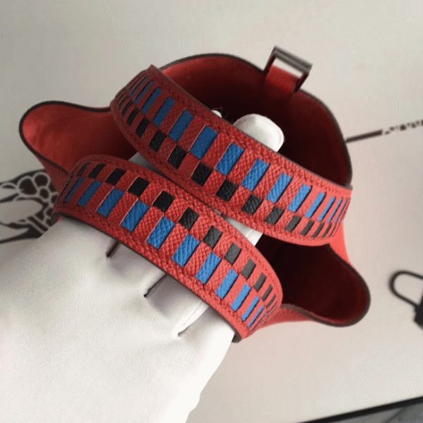 Fausse Sac à Main Hermès Picotin Lock 22cm avec Poignées Tressées Rouge – Image 4