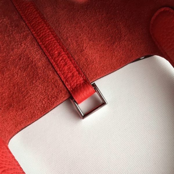Fausse Sac à Main Hermès Picotin Lock 22cm avec Poignées Tressées Rouge – Image 2