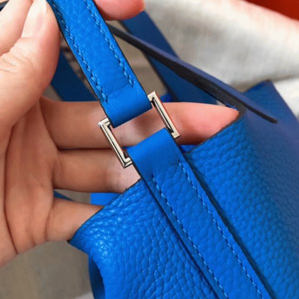 Top Fausse Sac à Main Hermès Picotin Lock 22cm Bleu Hydra – Image 5