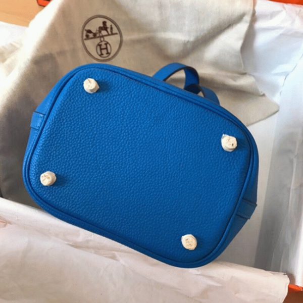 Top Fausse Sac à Main Hermès Picotin Lock 22cm Bleu Hydra – Image 4