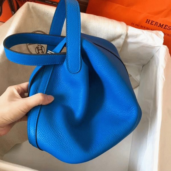 Top Fausse Sac à Main Hermès Picotin Lock 22cm Bleu Hydra – Image 3