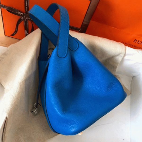 Top Fausse Sac à Main Hermès Picotin Lock 22cm Bleu Hydra – Image 2