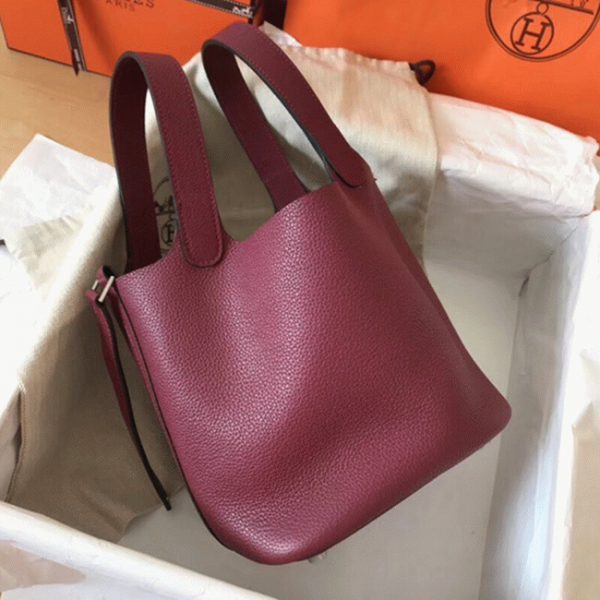Fausse Sac à Main Hermès Picotin Lock 22cm Rubis – Image 5