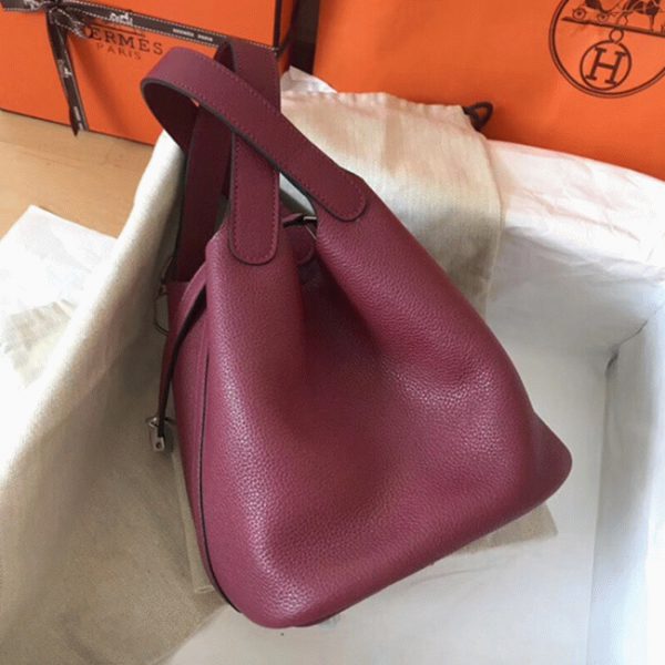 Fausse Sac à Main Hermès Picotin Lock 22cm Rubis – Image 2