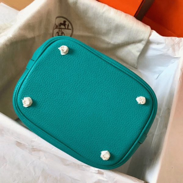 Réplique Bon Marché Sac à Main Hermès Picotin Lock 22cm Bleu Paon – Image 8