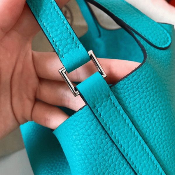 Réplique Bon Marché Sac à Main Hermès Picotin Lock 22cm Bleu Paon – Image 5