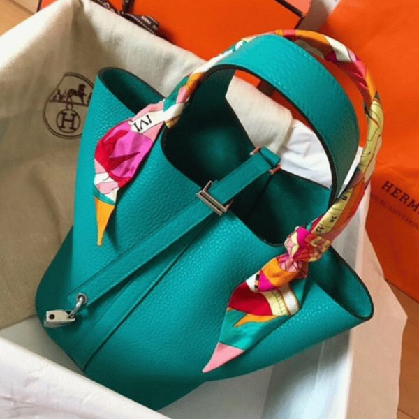 Réplique Bon Marché Sac à Main Hermès Picotin Lock 22cm Bleu Paon