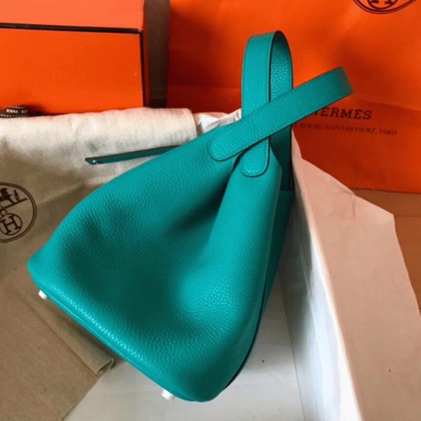 Réplique Bon Marché Sac à Main Hermès Picotin Lock 22cm Bleu Paon – Image 3