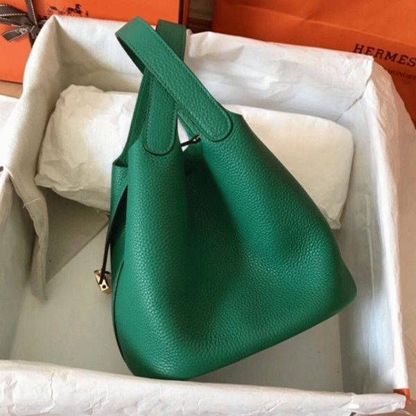 Réplique Designer Sac à Main Hermès Picotin Lock 22cm Vert Vertigo – Image 7